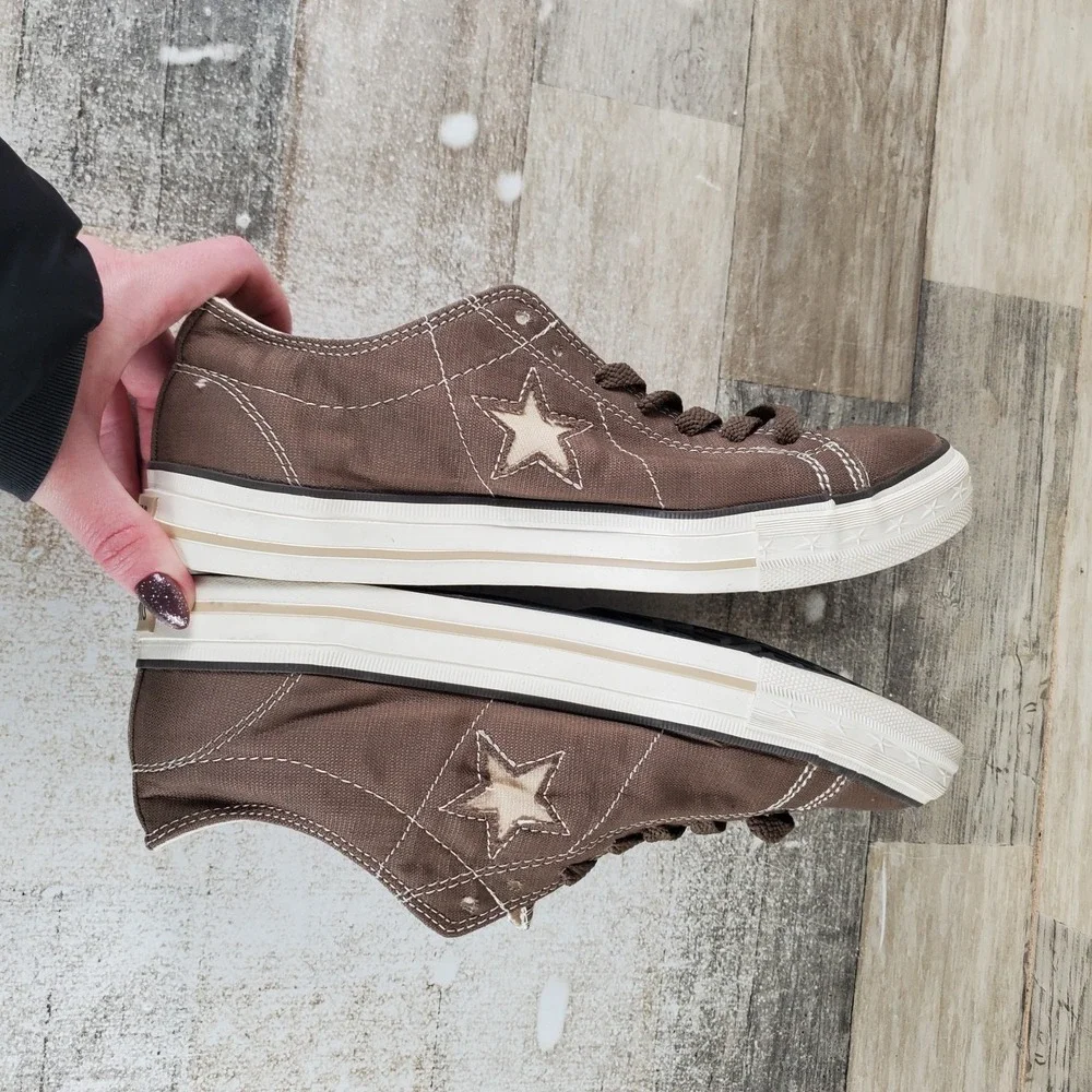 Converse One Star Mens Shoes Sz 7.5 Seasonal Ox Brown Lace Up Cap Toe‎ Sneakers - Picture 6 of 10